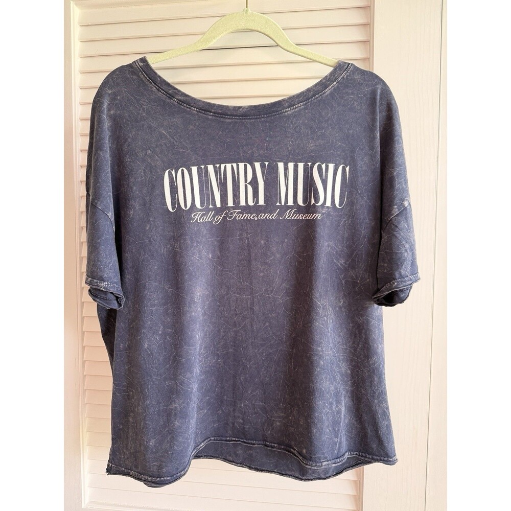 Country Music Hall of Fame Museum Graphic Tee Women's L Blue Mineral Wash Cotton